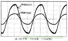 引入APFC校正后的電網(wǎng)電壓與電流波形