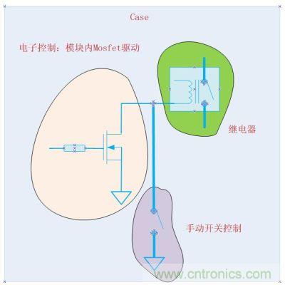 一個Mosfet管和手動開關(guān)一起驅(qū)動繼電器的例子