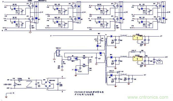 圖1：步進(jìn)電機(jī)驅(qū)動(dòng)的主電路和開(kāi)關(guān)電源電路