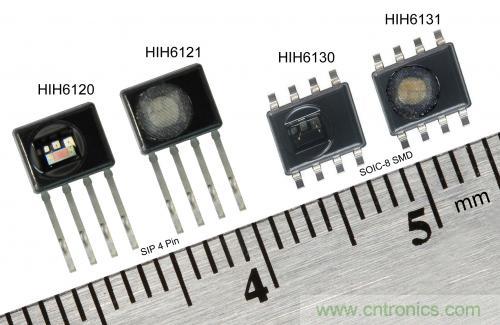 圖2：霍尼韋爾HumidIcon數(shù)字式溫濕度傳感器在單一小型封裝內(nèi)集成兩大功能，能在2.3Vdc低電壓下運(yùn)行