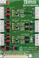 ADI公司的業(yè)界領(lǐng)先RS485器件與Bourns外部保護(hù)專業(yè)技術(shù)的完美聯(lián)姻，造就出專為解決通信端口最大設(shè)計(jì)問(wèn)題而生的EVAL-CN0313-SDPZ:滿足EMC的規(guī)定。  通過(guò)認(rèn)證的EMC兼容RS-485接口設(shè)計(jì)工具，輕松實(shí)現(xiàn)RS-485接口保護(hù)