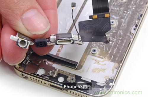 土豪金iPhone 5S拆解：內(nèi)部結(jié)構(gòu)升級，維修難度增加