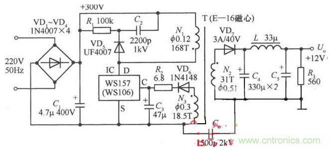 一款12V的單片開關穩(wěn)壓電源電路設計 