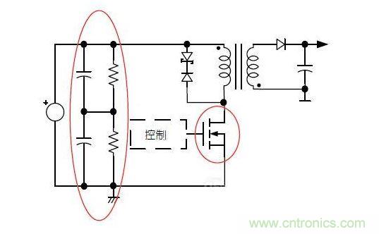 反激轉(zhuǎn)換器中的串聯(lián)大電容電路及單顆1，000VMOSFET