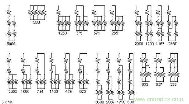5個(gè)電阻我想出了23種組合。還有其它組合嗎？