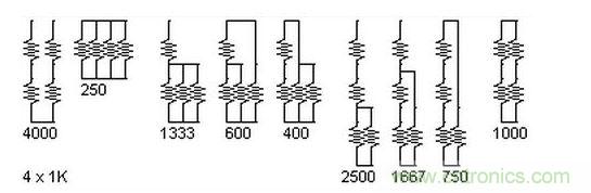 5個(gè)電阻我想出了23種組合。還有其它組合嗎？
