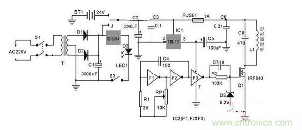 無(wú)線(xiàn)電能發(fā)送單元電路圖