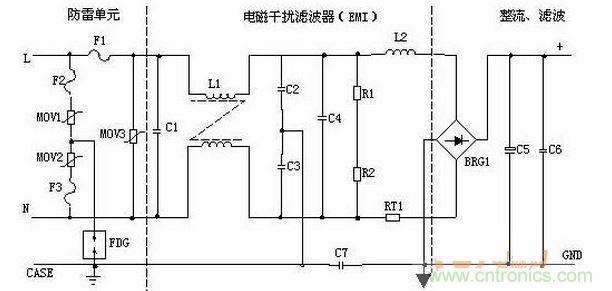 輸入濾波、整流回路原理圖