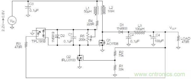 圖2：基于MOSFET的焦耳小偷電路。