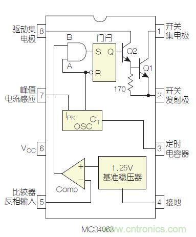 圖2：MC34063是該電路核心。