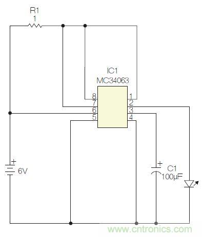 圖1：閃光燈標電路圖。