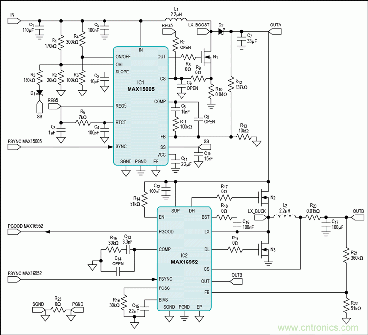 可承受整個(gè)汽車(chē)電源范圍的2MHz開(kāi)關(guān)電源