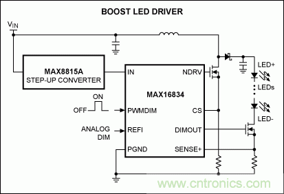 Li+電池供電、低壓高亮度(HB) LED解決方案