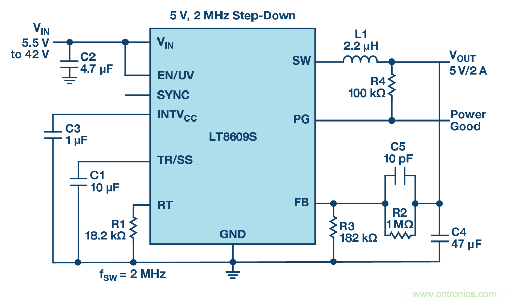 具 2.5 μA 靜態(tài)電流和超低 EMI 輻射的 42 V、2 A/3 A 峰值同步降壓型穩(wěn)壓器