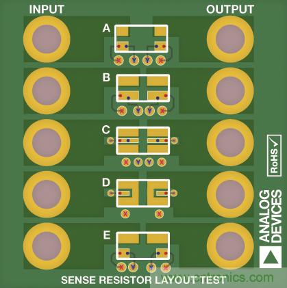 改進(jìn)低值分流電阻的焊盤布局，優(yōu)化高電流檢測(cè)精度