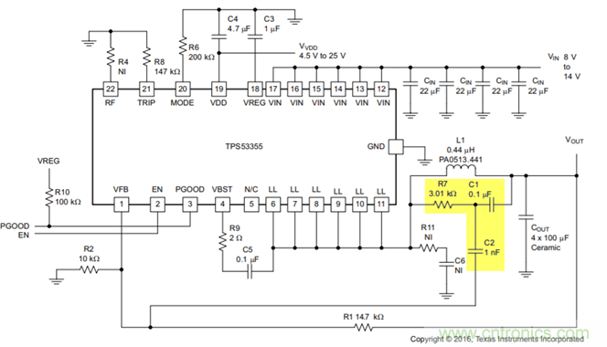 TPS53355紋波注入電路的設(shè)計