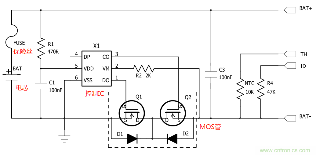 鋰電池保護電路的工作原理